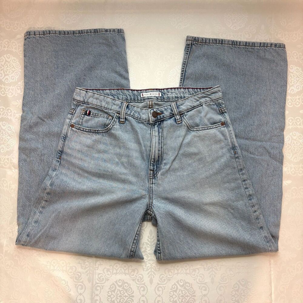 Tommy Hilfiger Jeans High Rise Wide Leg Baggy Light Wash Loose Cotton Size 28/6